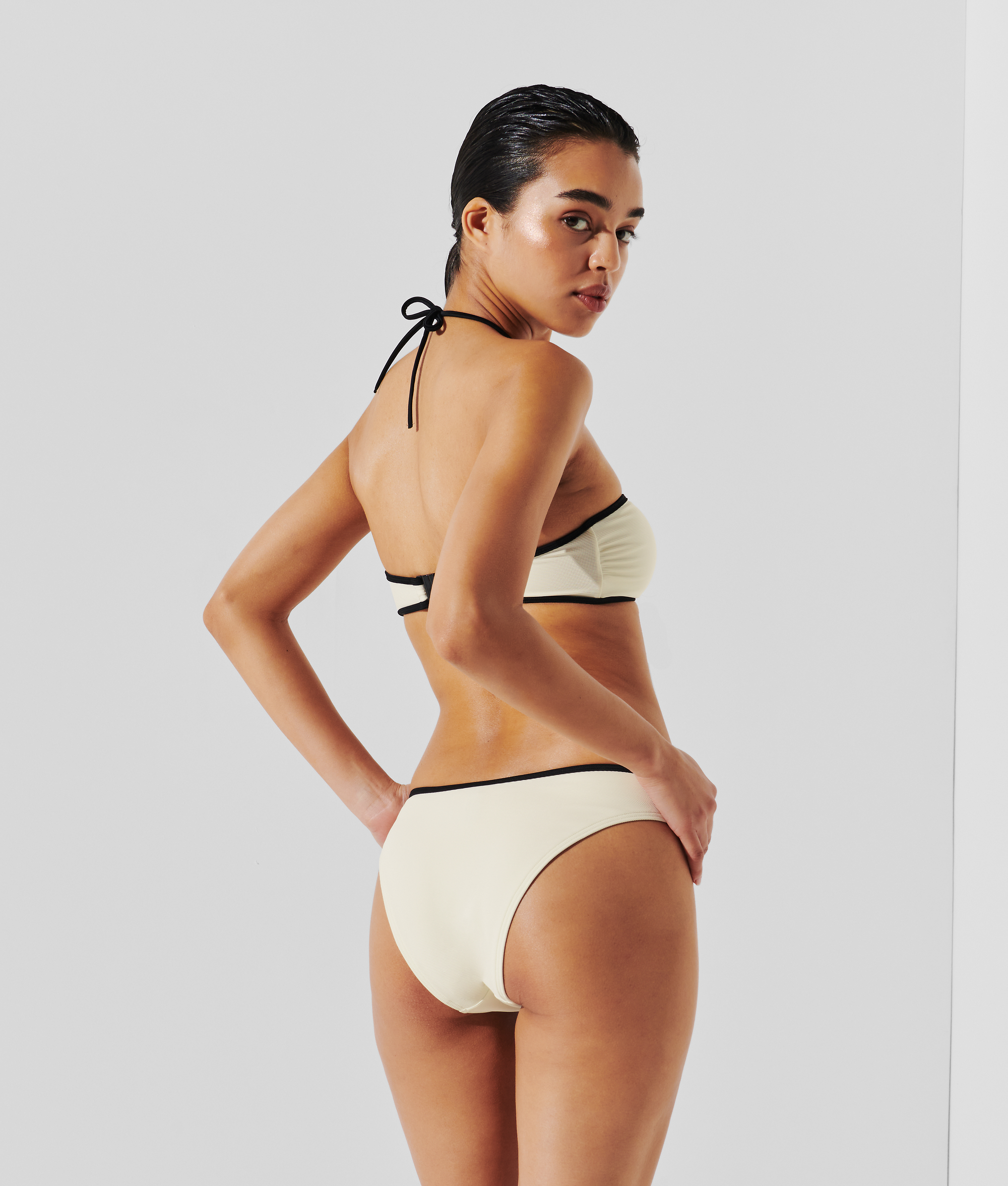 Karl Lagerfeld Hotel Karl High-rise Bikini Bottoms In Green