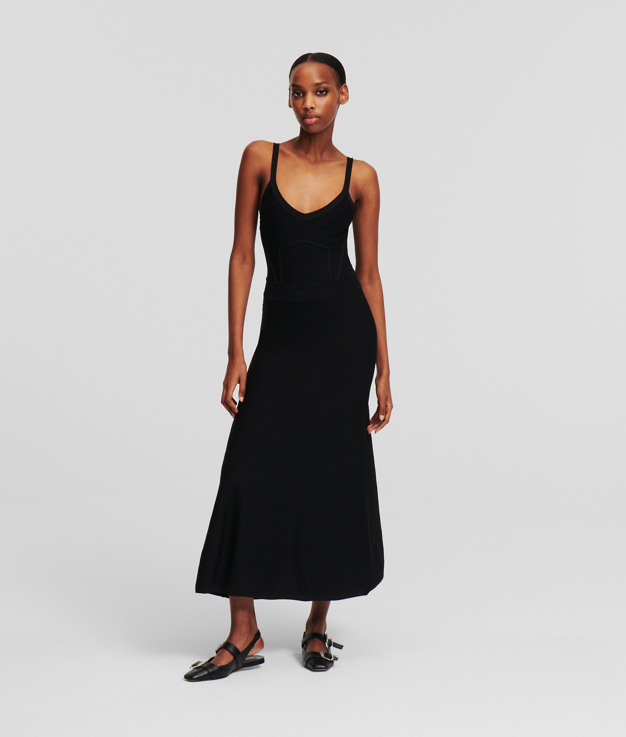 Karl Lagerfeld, Strappy Knit Dress, Woman, Black, Size: M