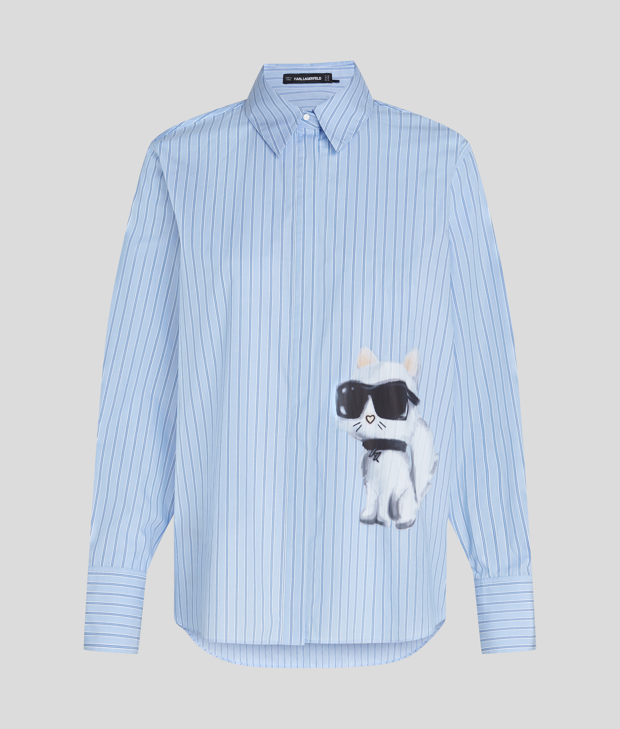 Karl Lagerfeld Ikon Choupette Striped Shirt In Blue