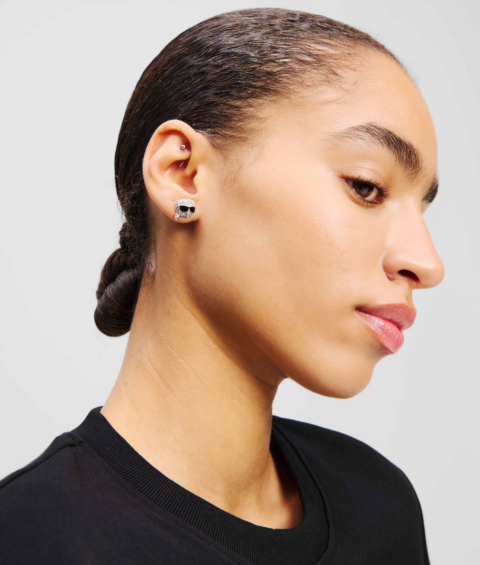 Karl Lagerfeld Ikon Pavé Karl Charm Earrings