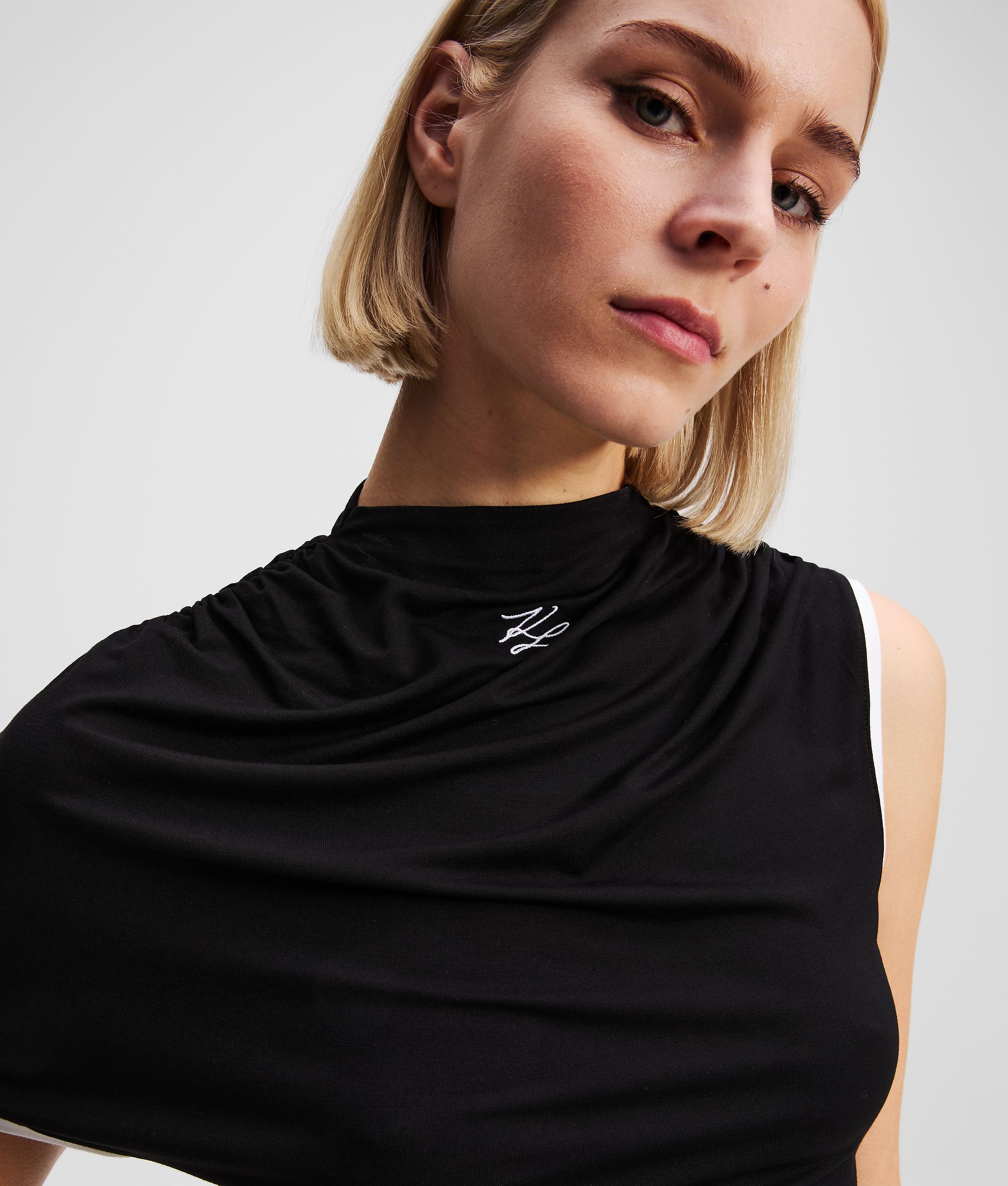 Karl Lagerfeld One-sleeve T-shirt In Black