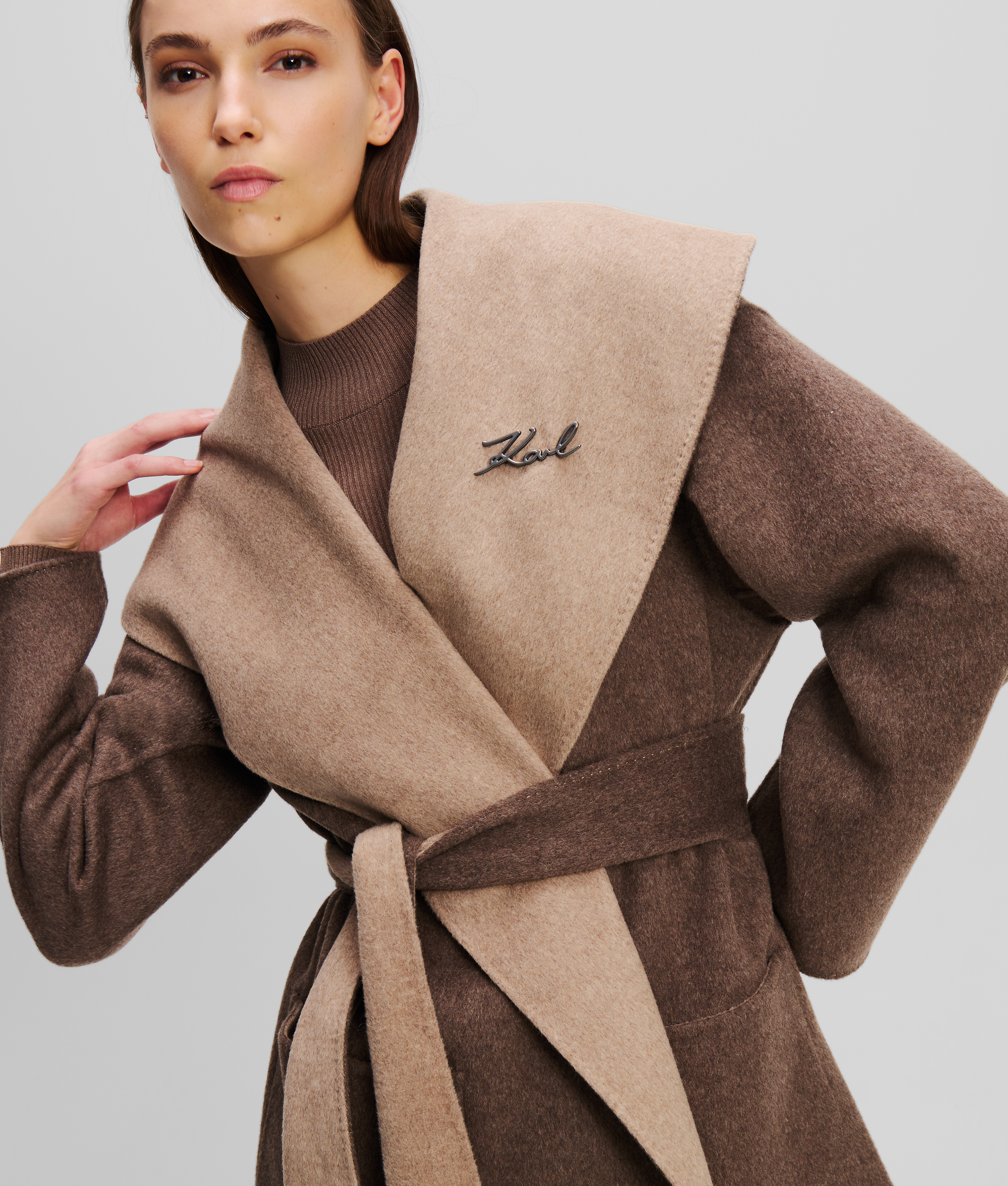 Karl Lagerfeld Reversible Soft Coat In Brown