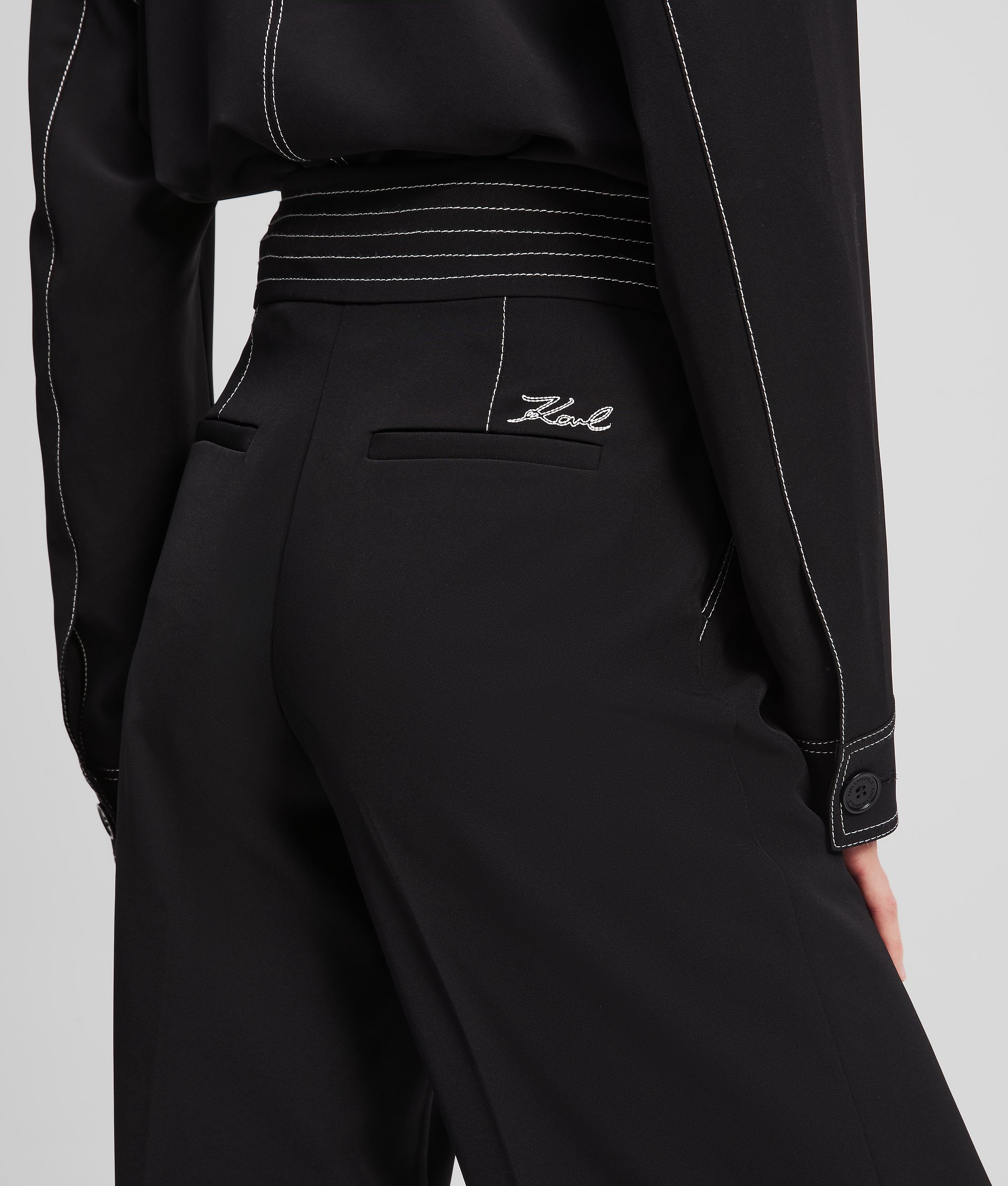Karl Lagerfeld Contrast Stitch Pants In Black