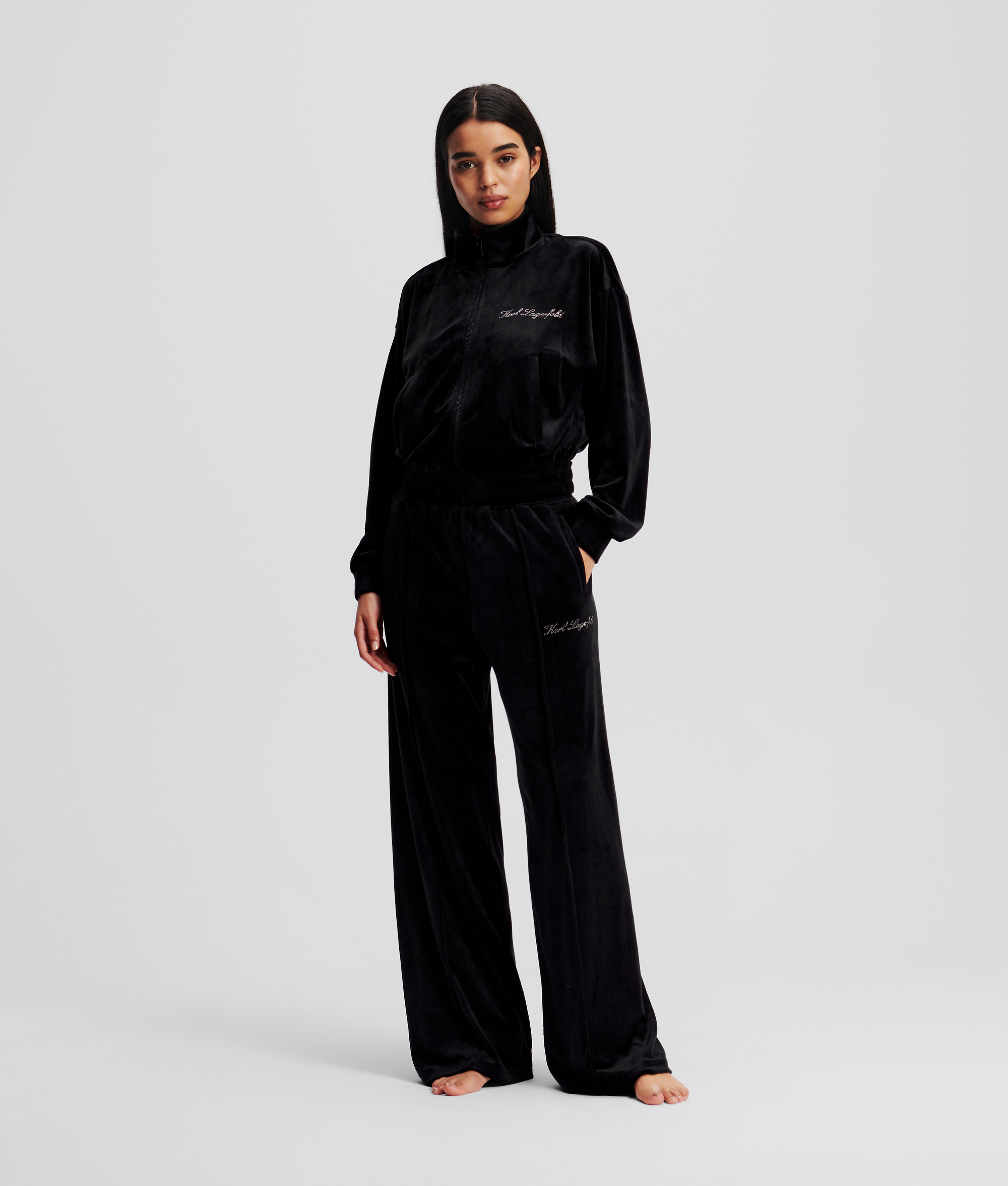 Karl Lagerfeld Hotel Karl Velour Joggers In Black