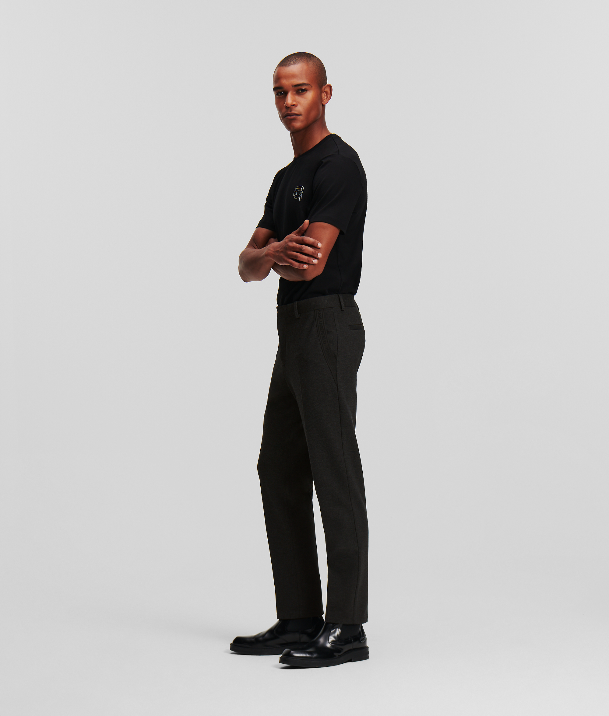 Karl Lagerfeld Classic-fit Punto Trousers In Black | ModeSens