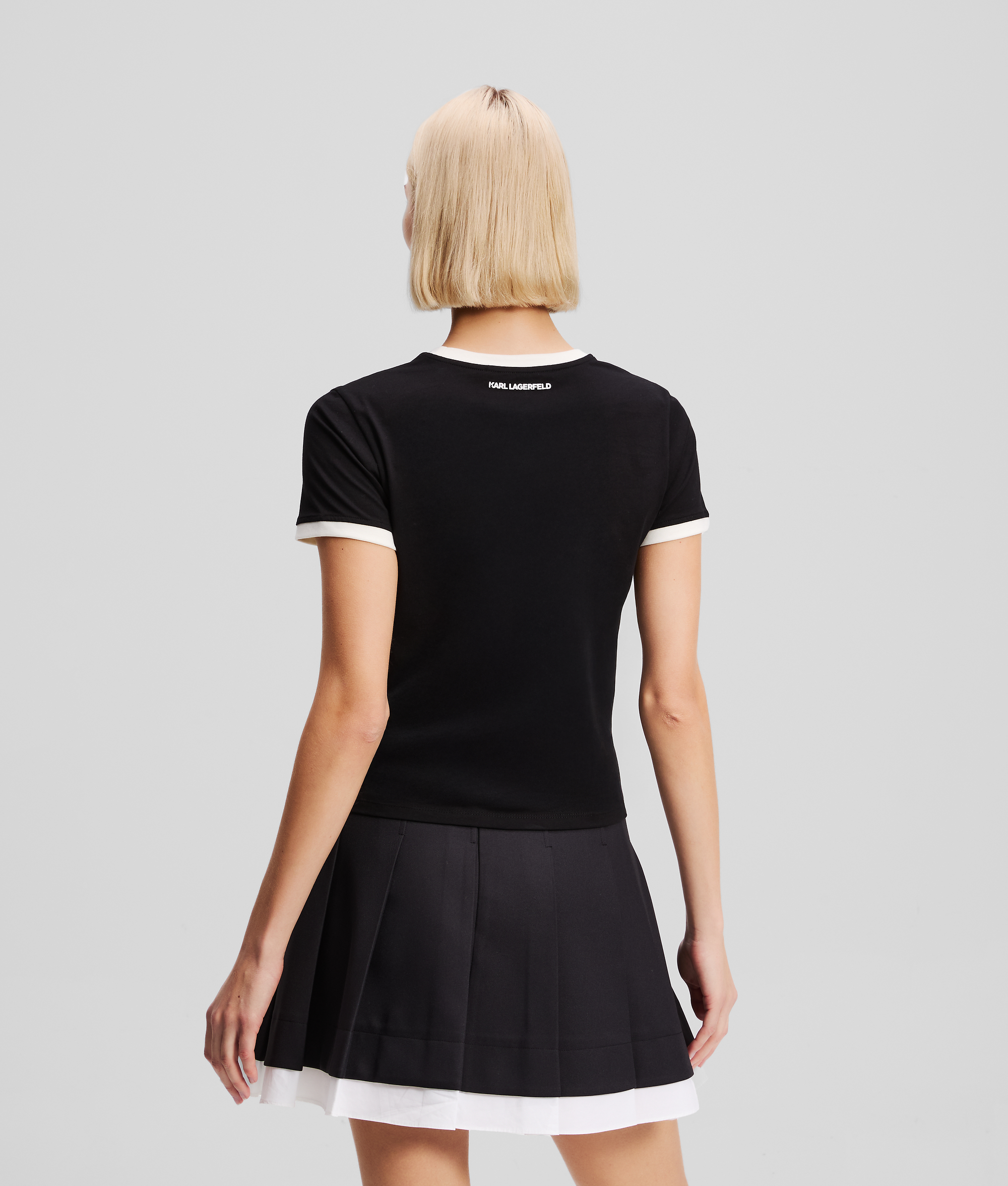Karl Lagerfeld Ikon Contrast Piping T-shirt In Black