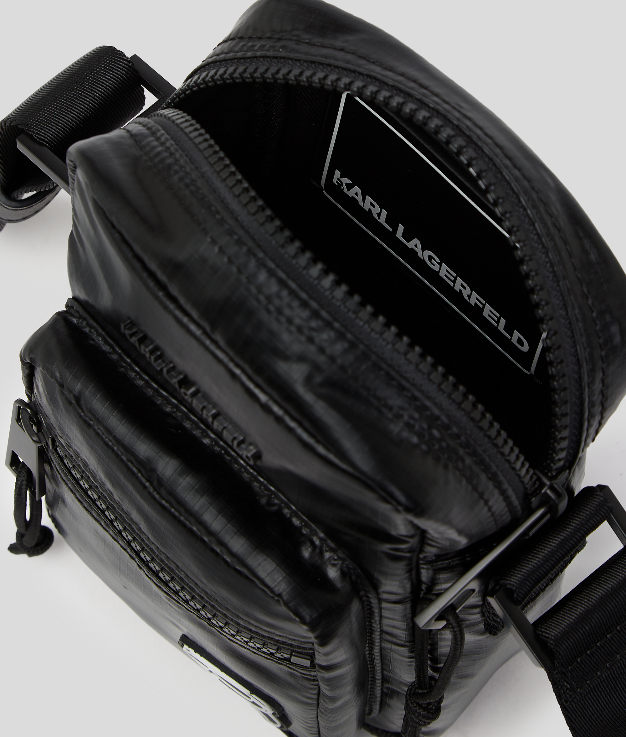 Karl Lagerfeld Patch-logo Messenger Bag In Black