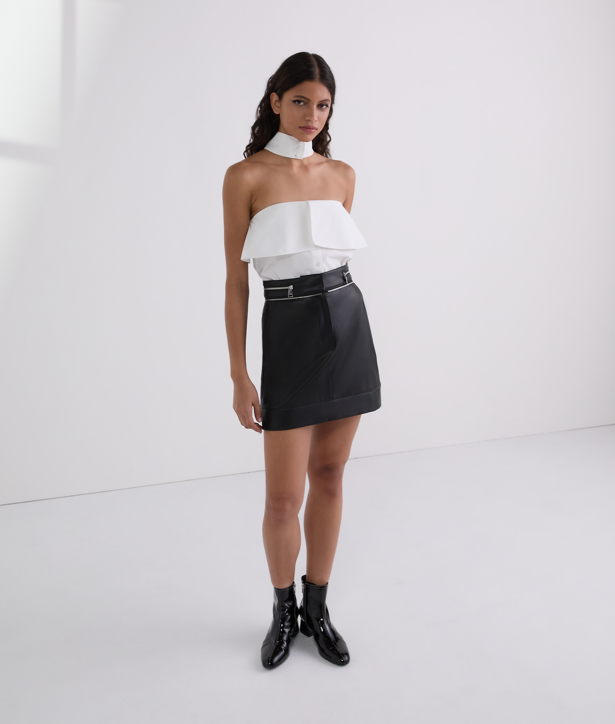 Karl Lagerfeld Strapless Poplin Shirt In White