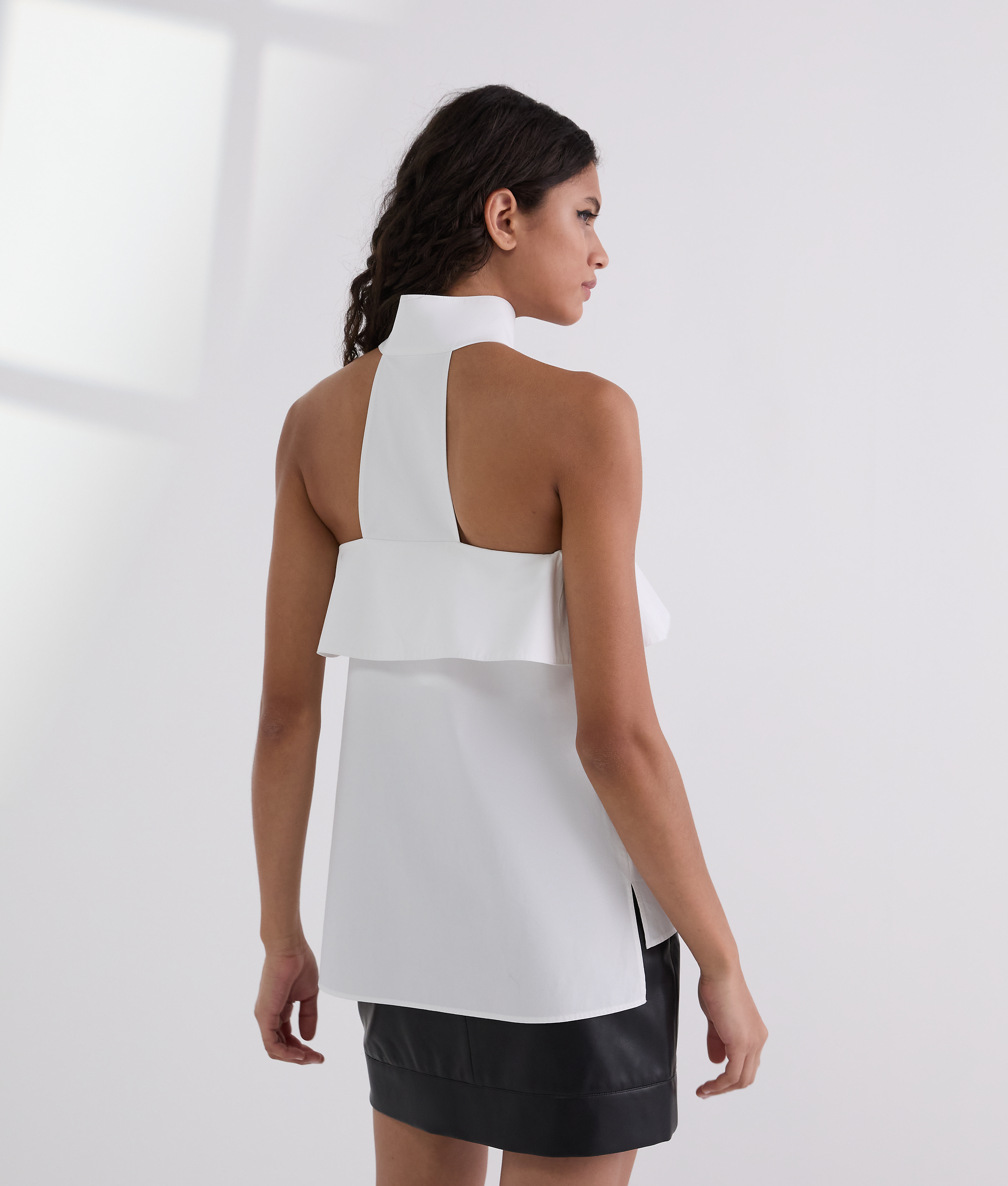 Karl Lagerfeld Strapless Poplin Shirt In White