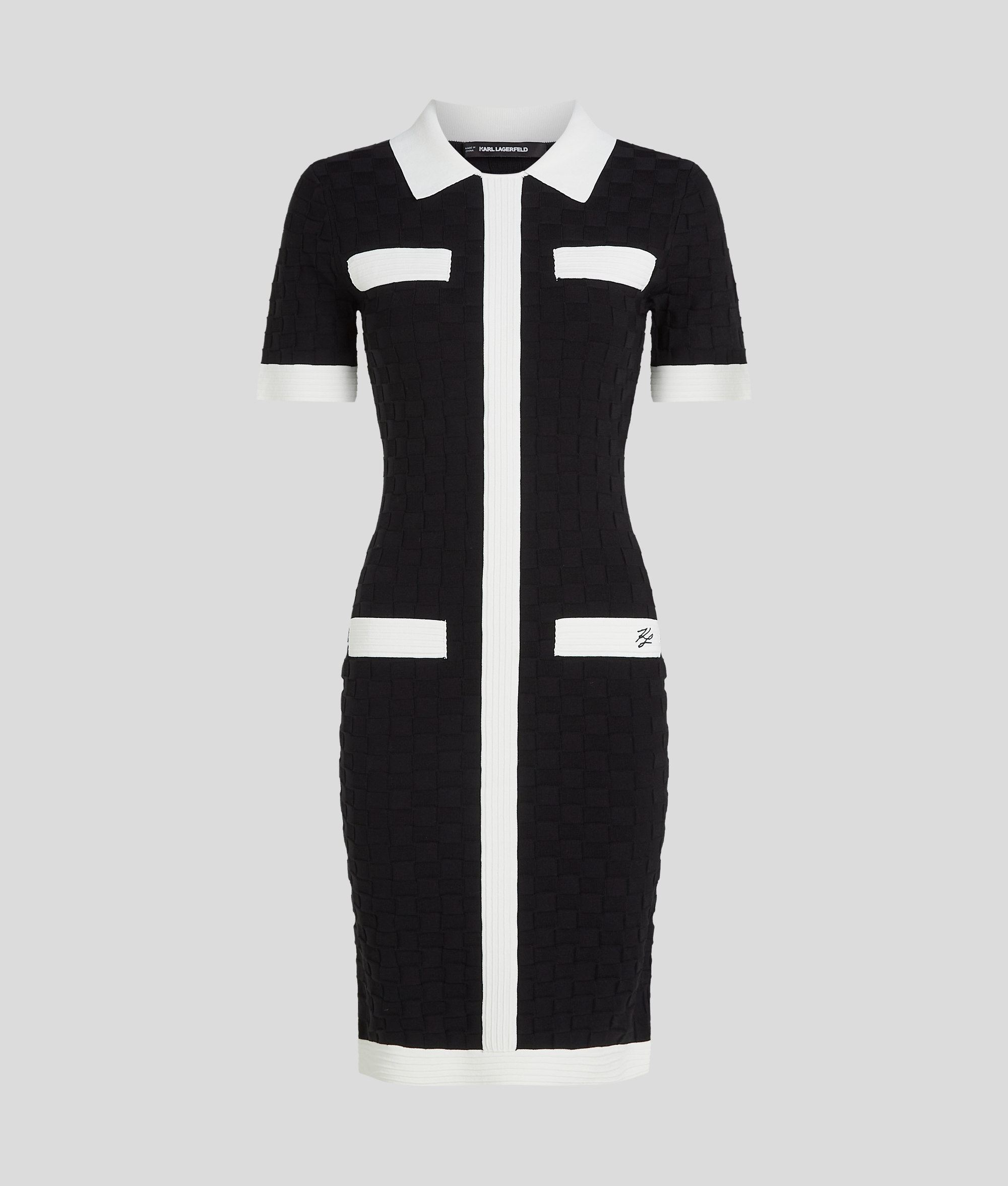 Karl Lagerfeld Polokleid Mit Kontrastpaspeln In Black