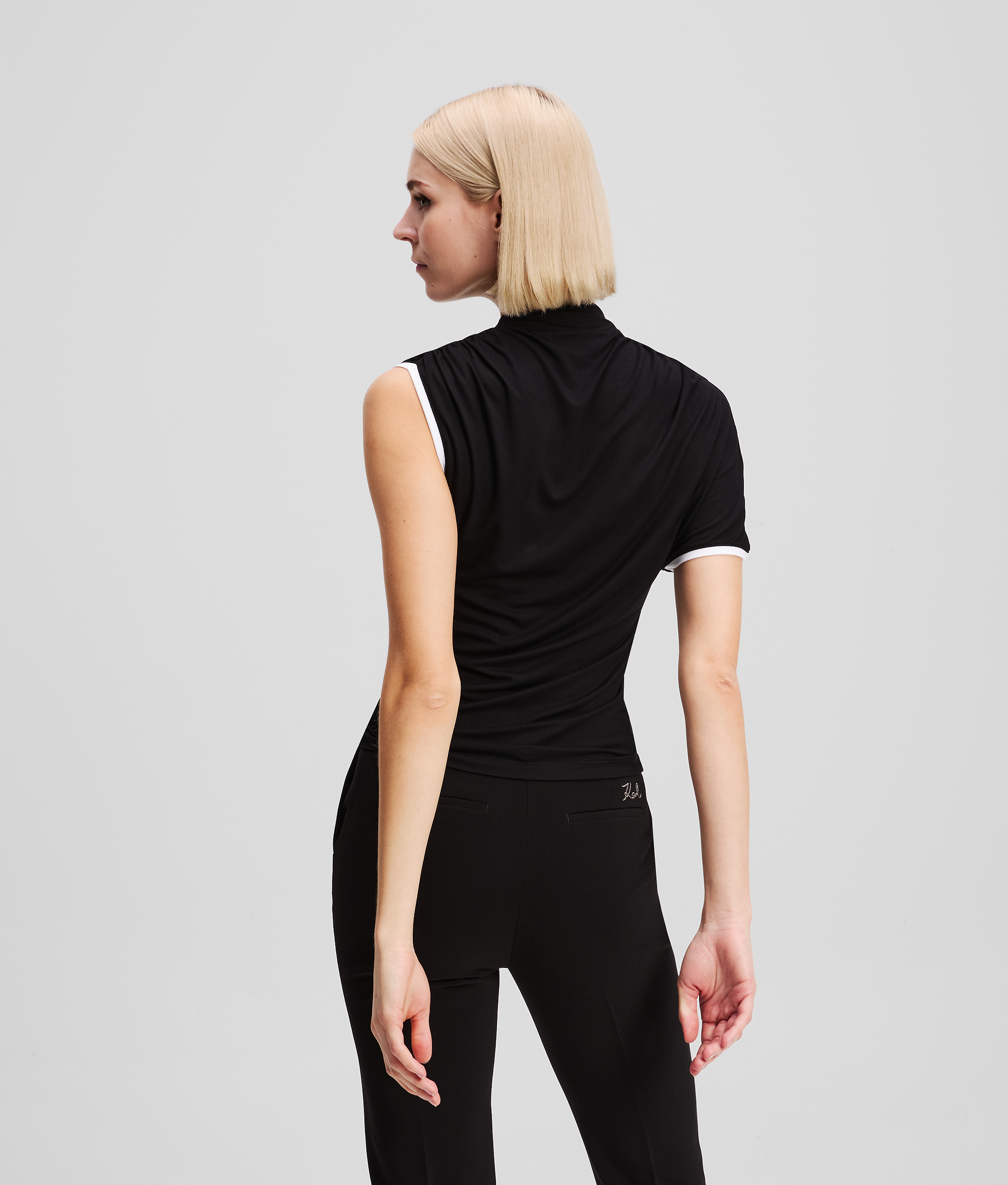 Karl Lagerfeld One-sleeve T-shirt In Black