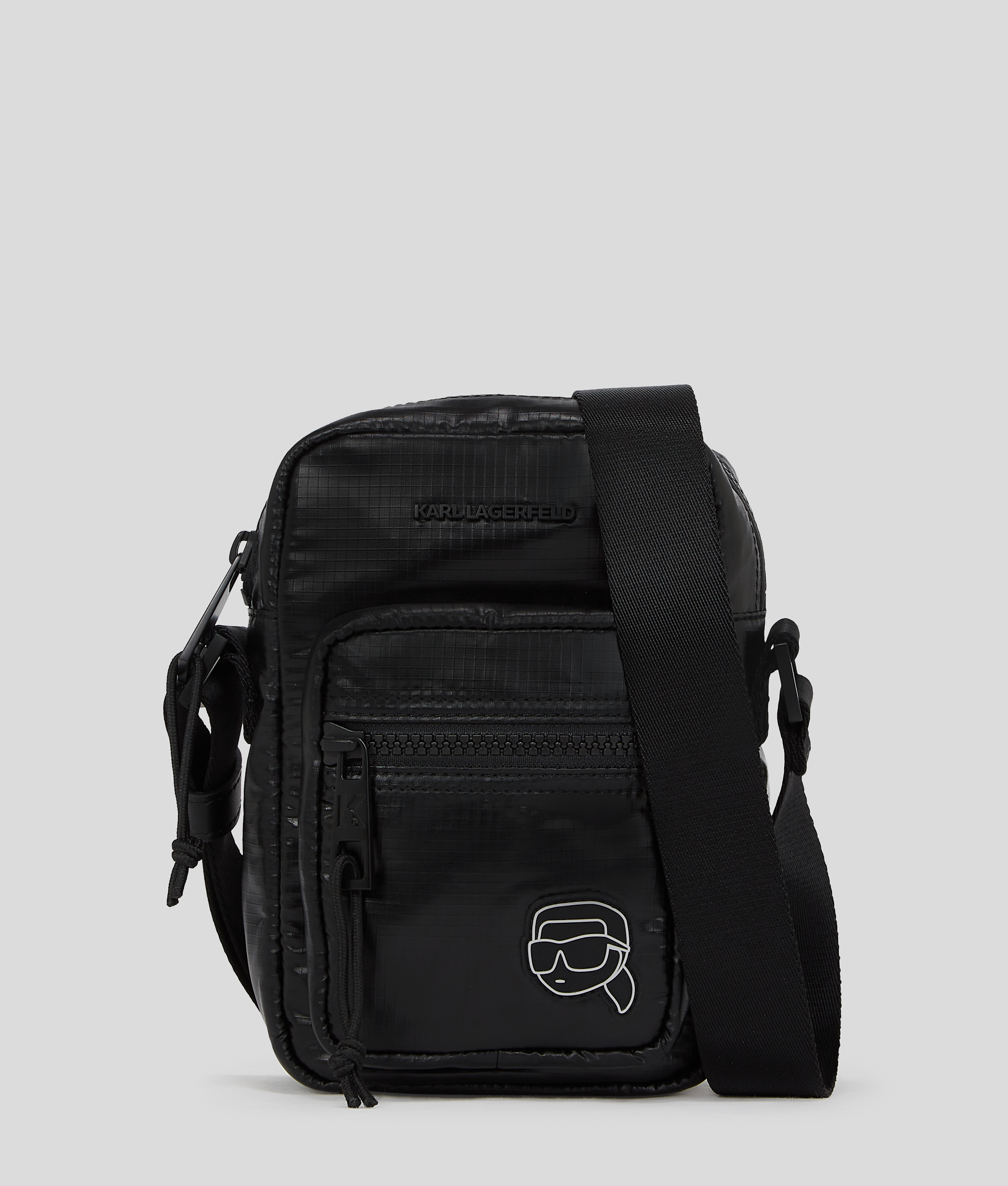 Karl Lagerfeld Patch-logo Messenger Bag In Black