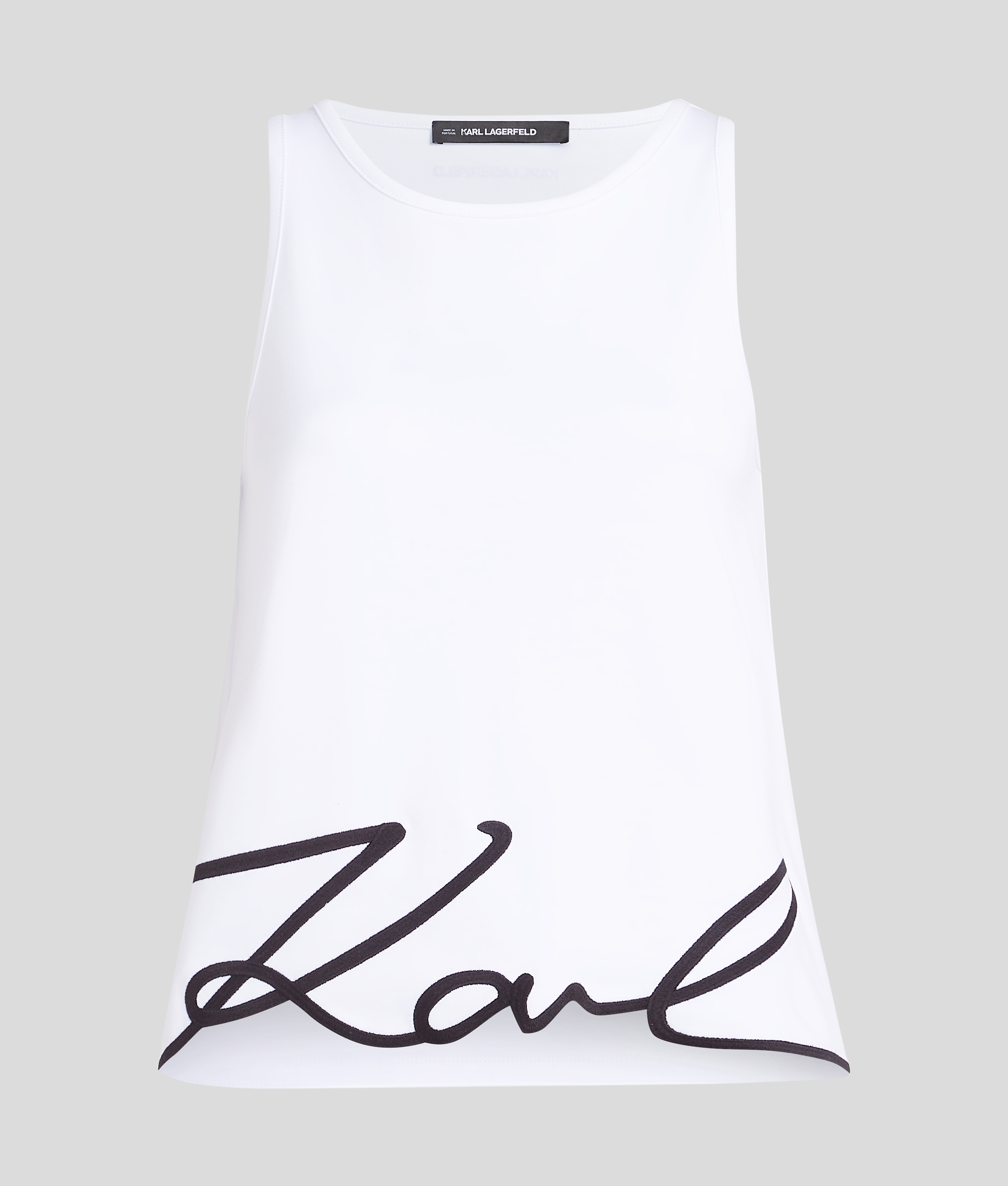 Karl Lagerfeld Signature Hem Tank Top In White