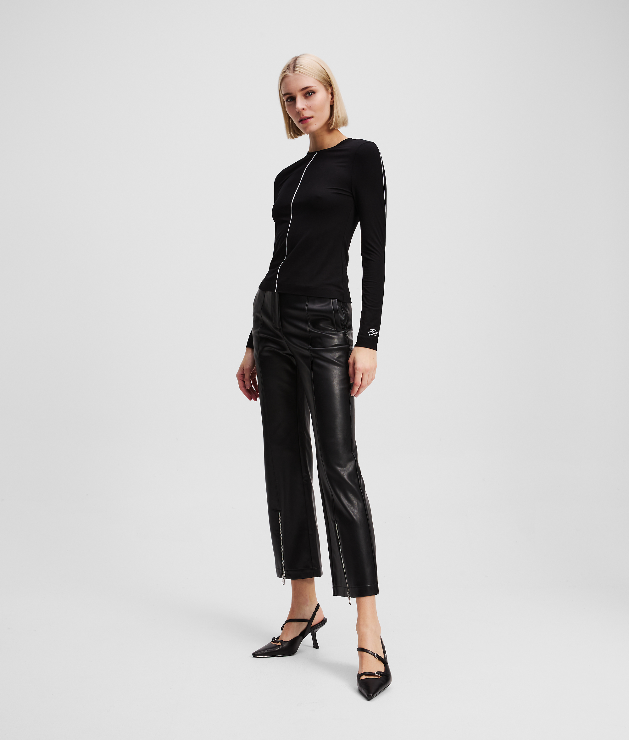 Karl Lagerfeld Faux-leather Pants In Black