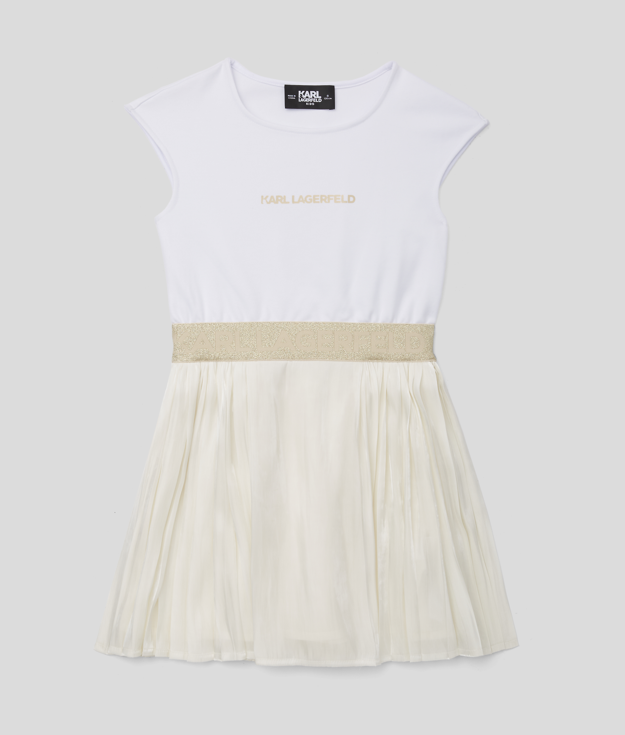 Karl Lagerfeld Girls Pleated Party Dress In White