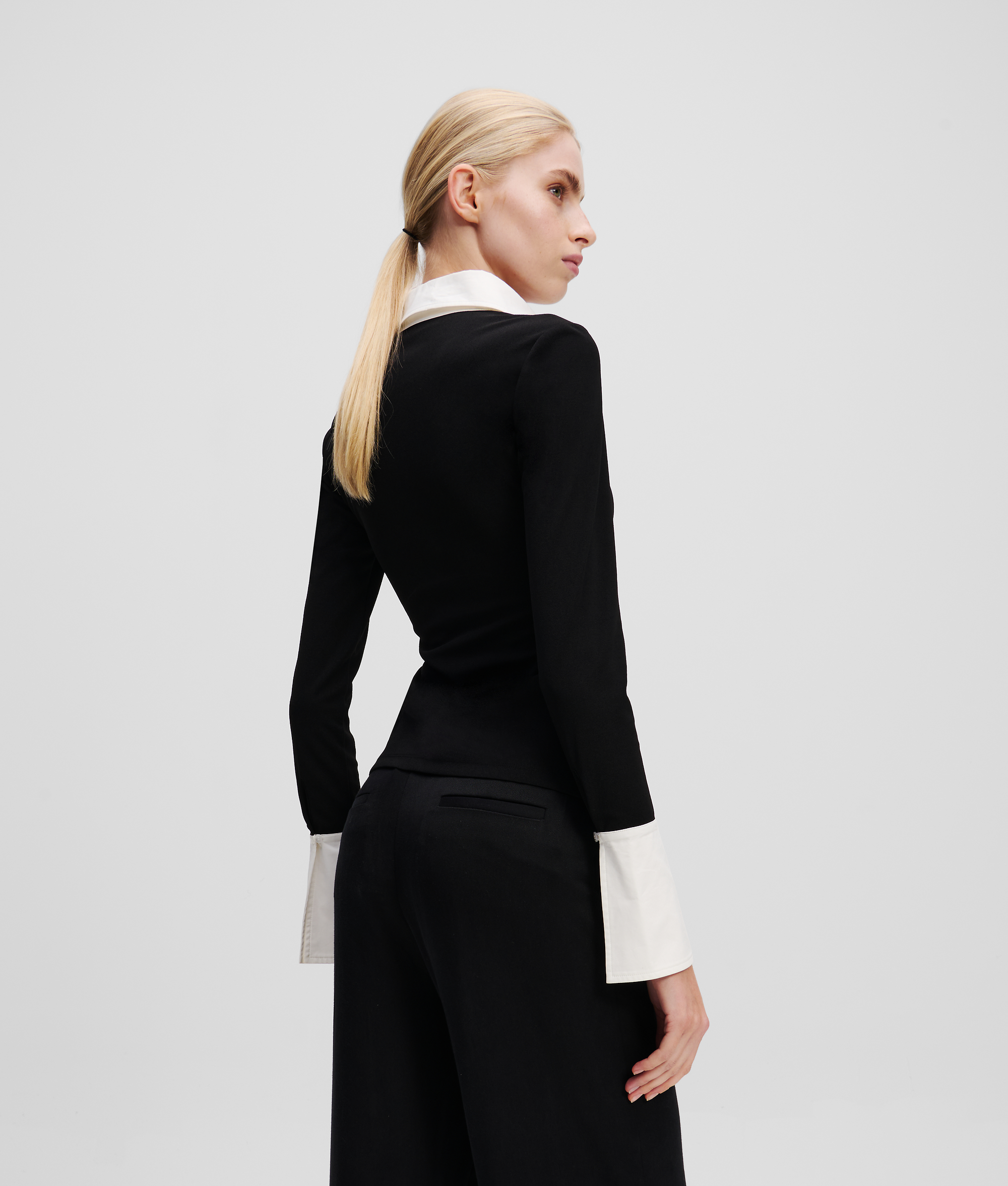 Karl Lagerfeld Karl Essential Long-sleeved Polo Shirt In Black
