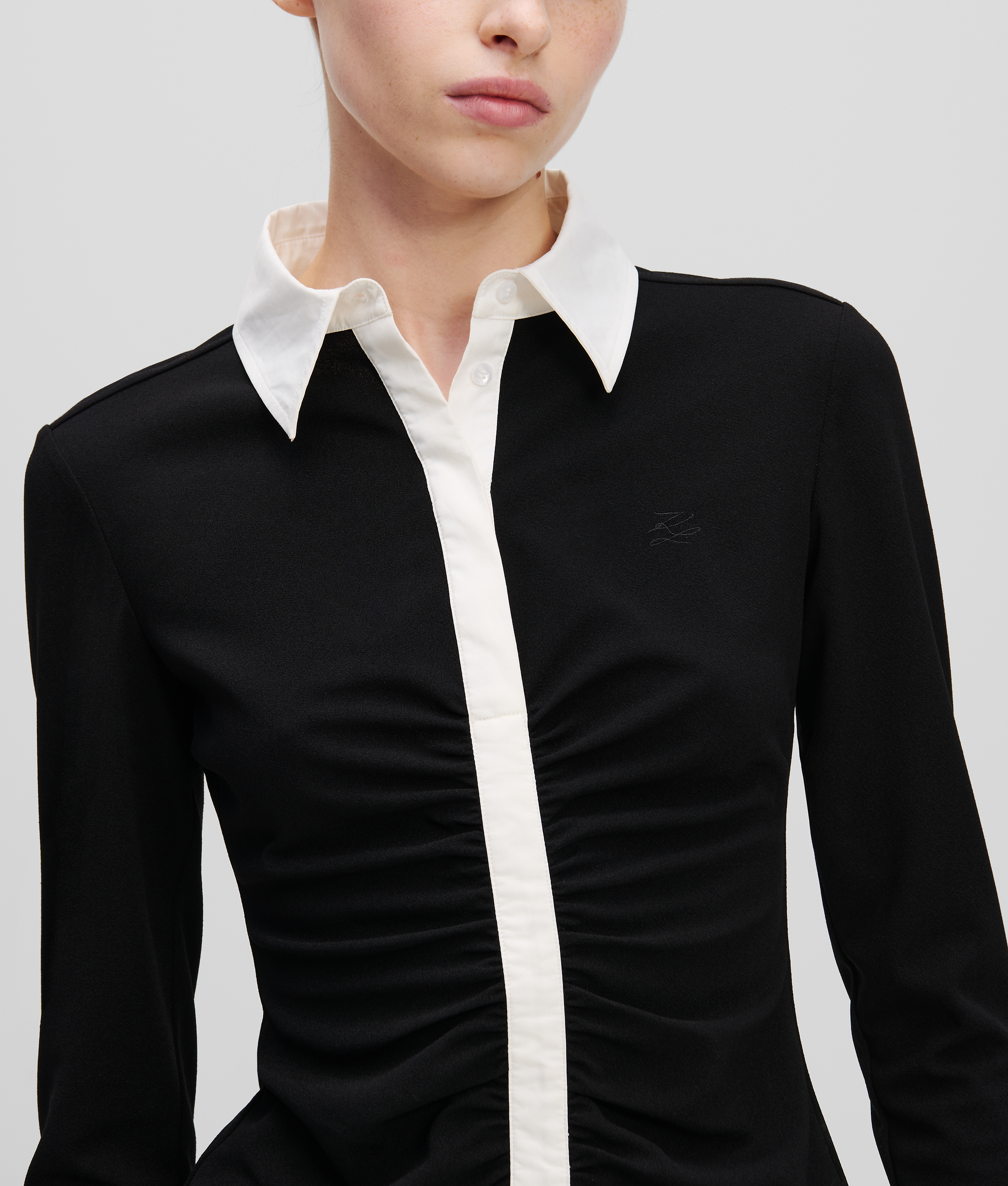 Karl Lagerfeld Karl Essential Long-sleeved Polo Shirt In Black