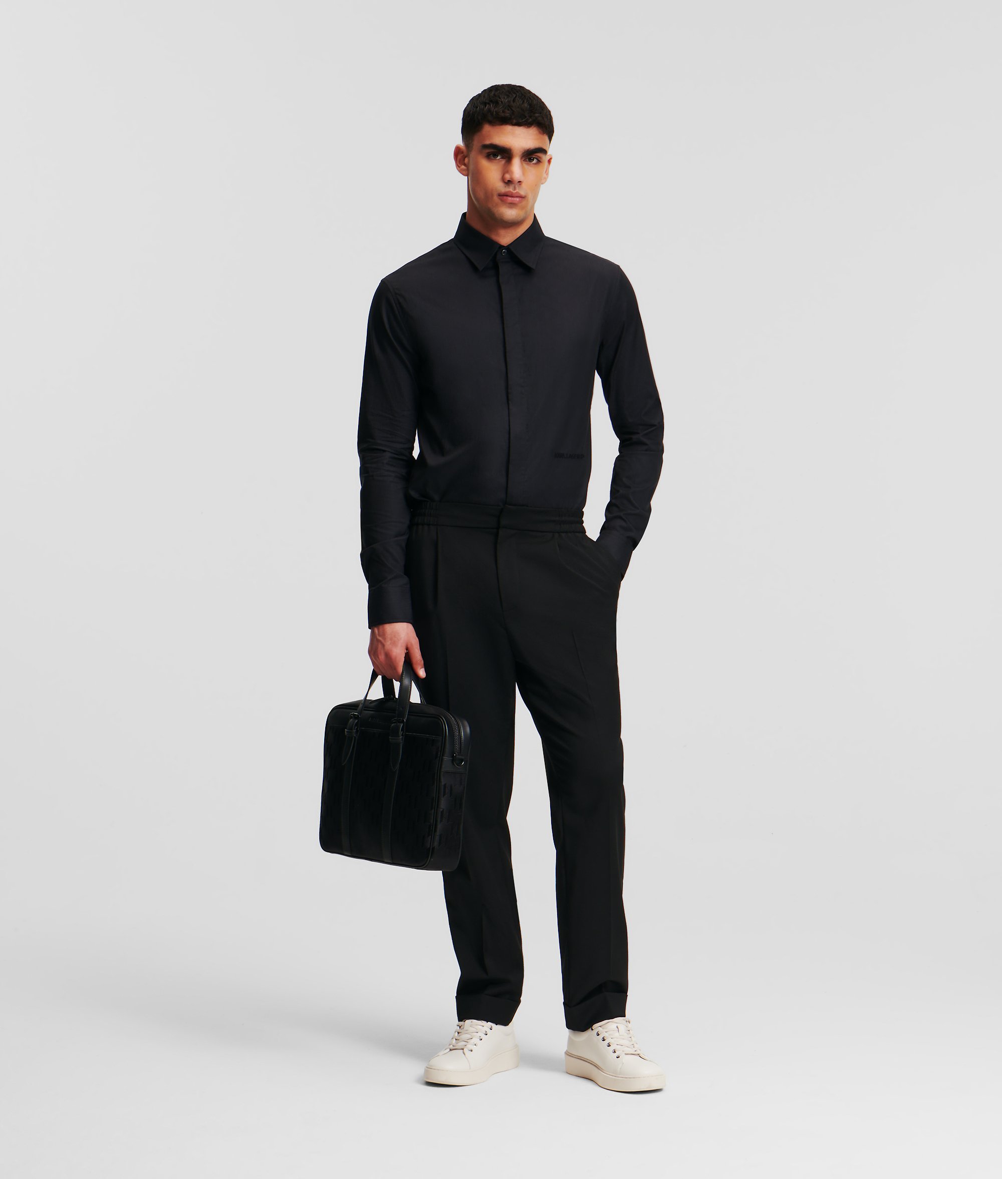 Karl Lagerfeld, Monogram Shirt, Man, Black, Size: S