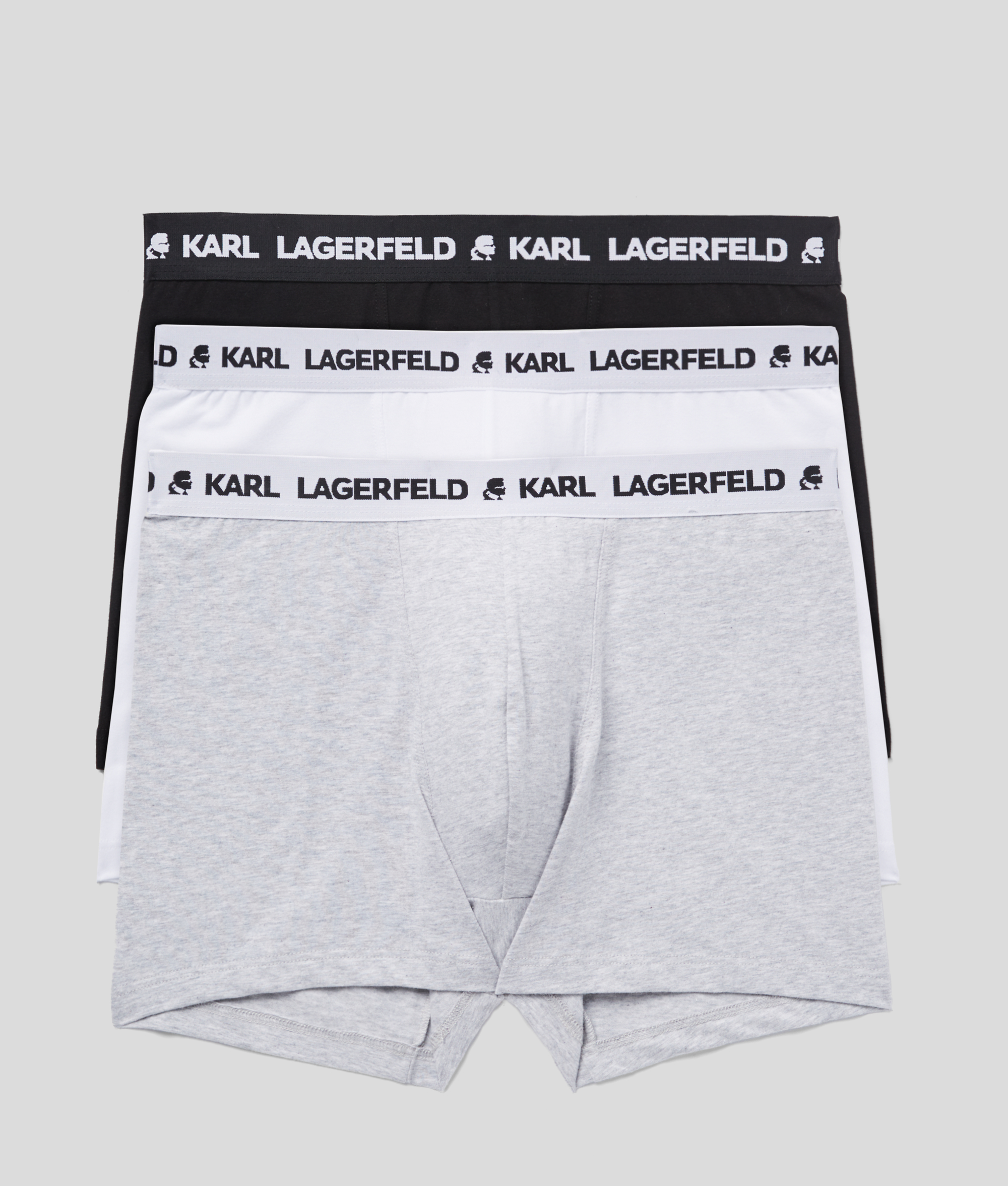 Karl Lagerfeld Three-pack Organic-cotton Boxer Briefs In Multi