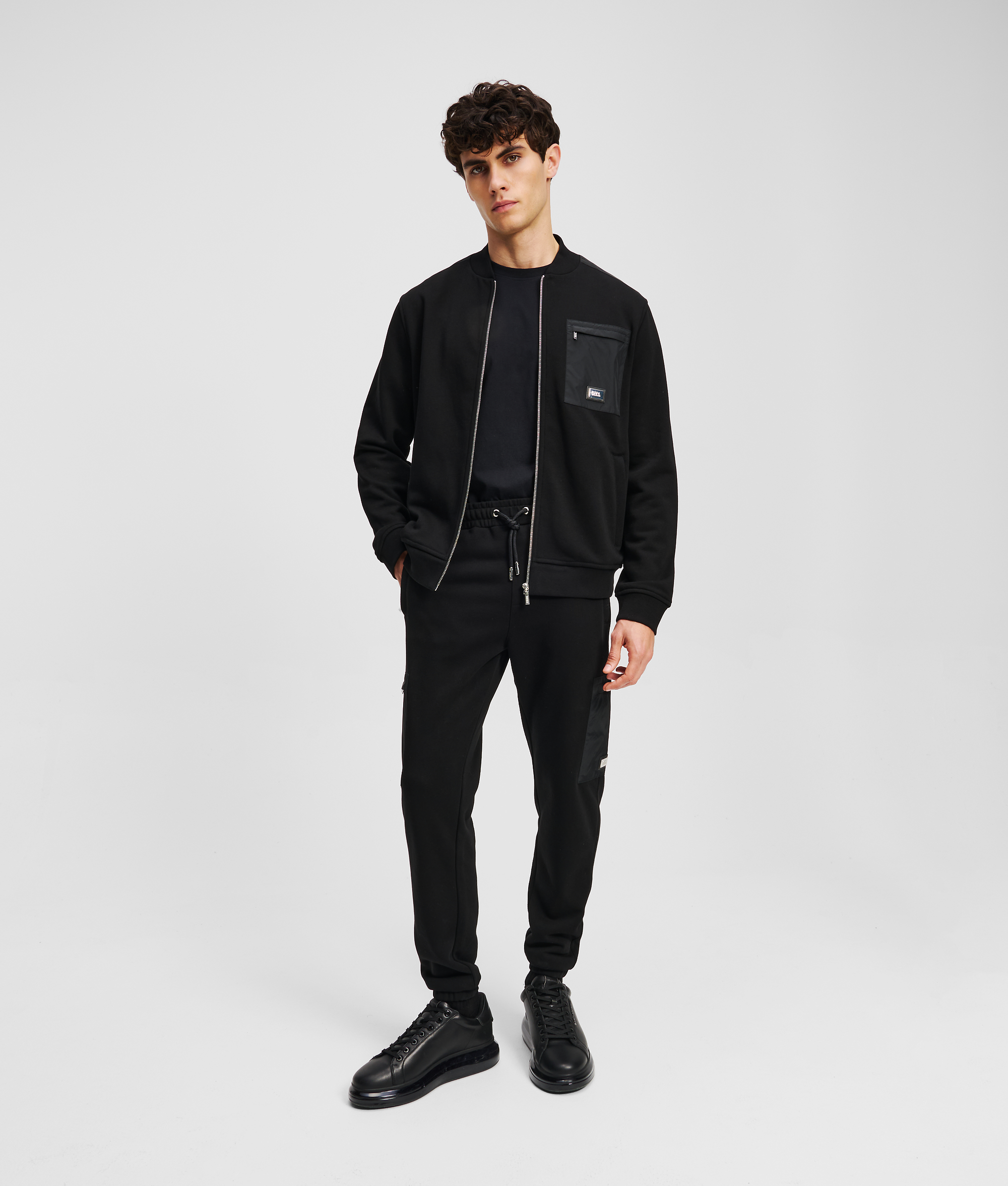 Karl Lagerfeld Logo-plaque Zip-up Sweatshirt In Black