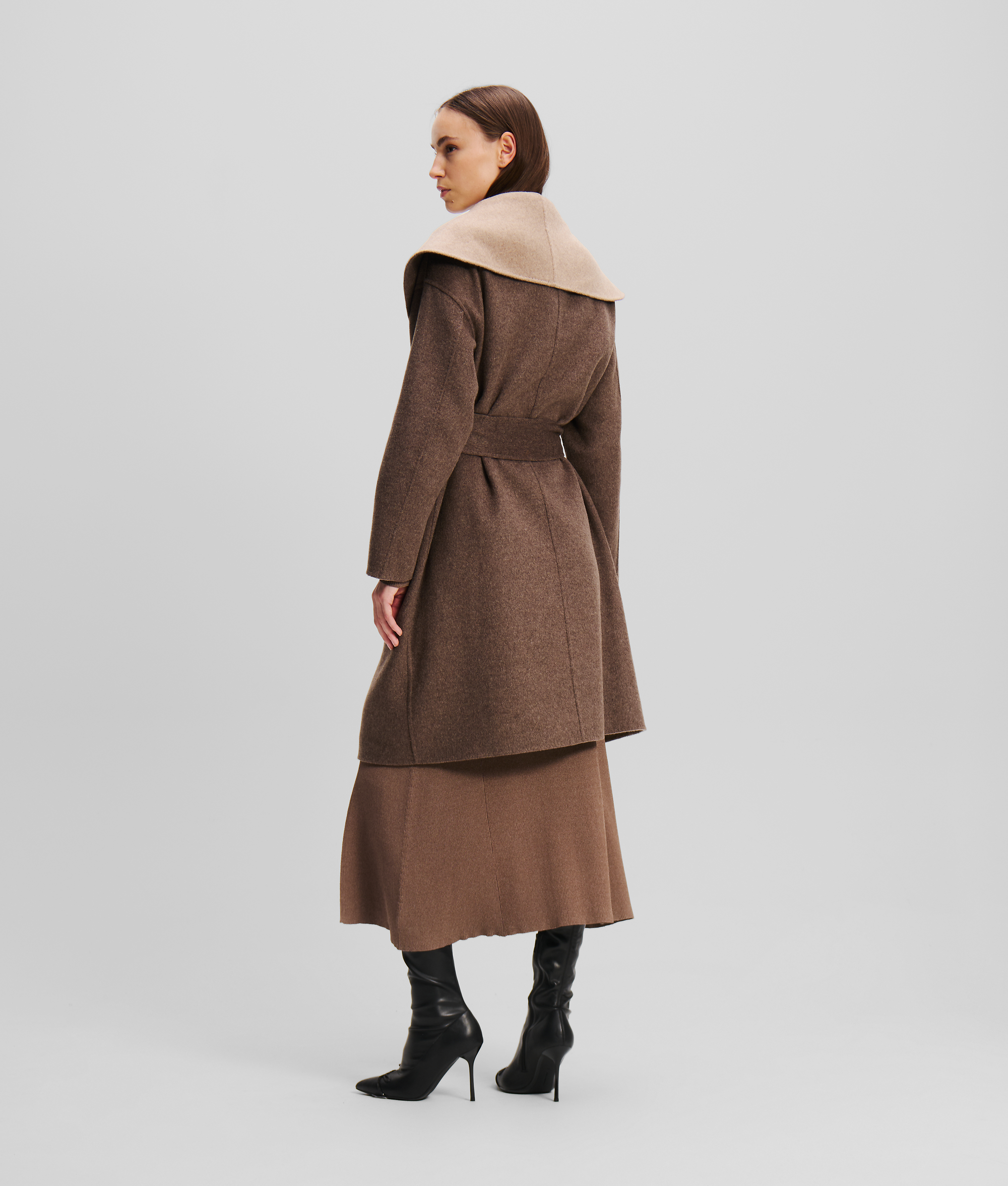 Karl Lagerfeld Reversible Soft Coat In Brown