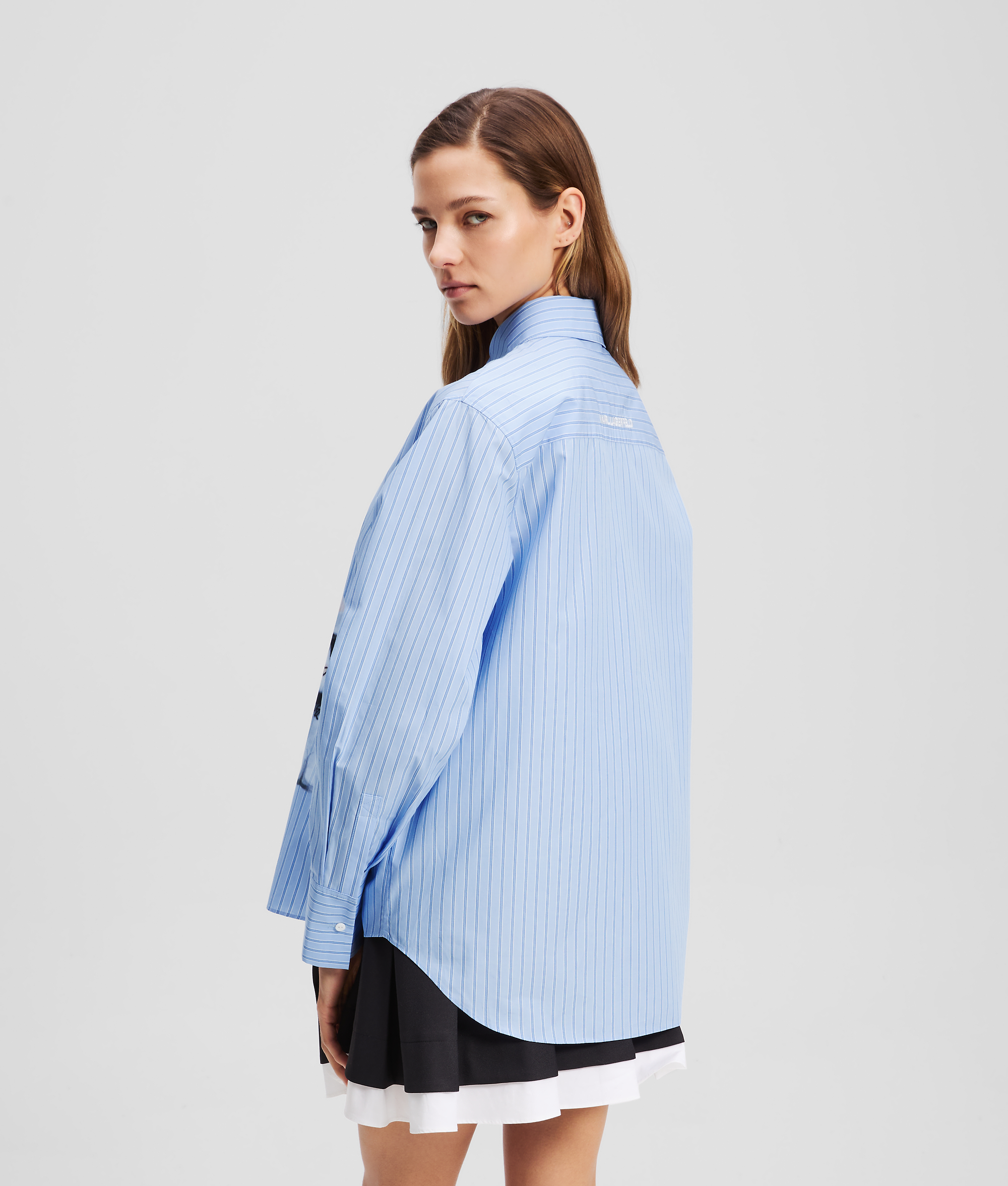 Karl Lagerfeld Ikon Choupette Striped Shirt In Blue