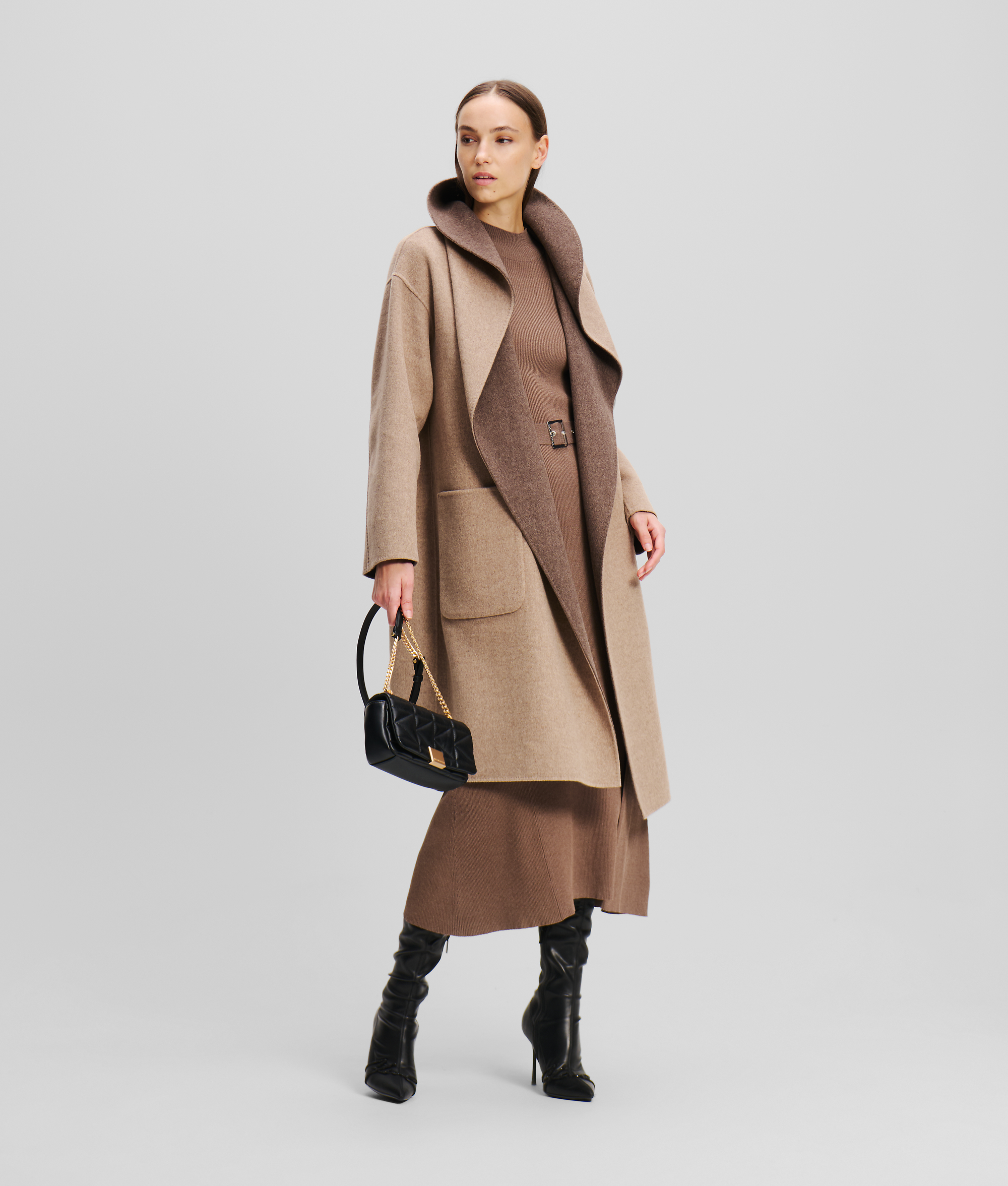 Karl Lagerfeld Reversible Soft Coat In Brown
