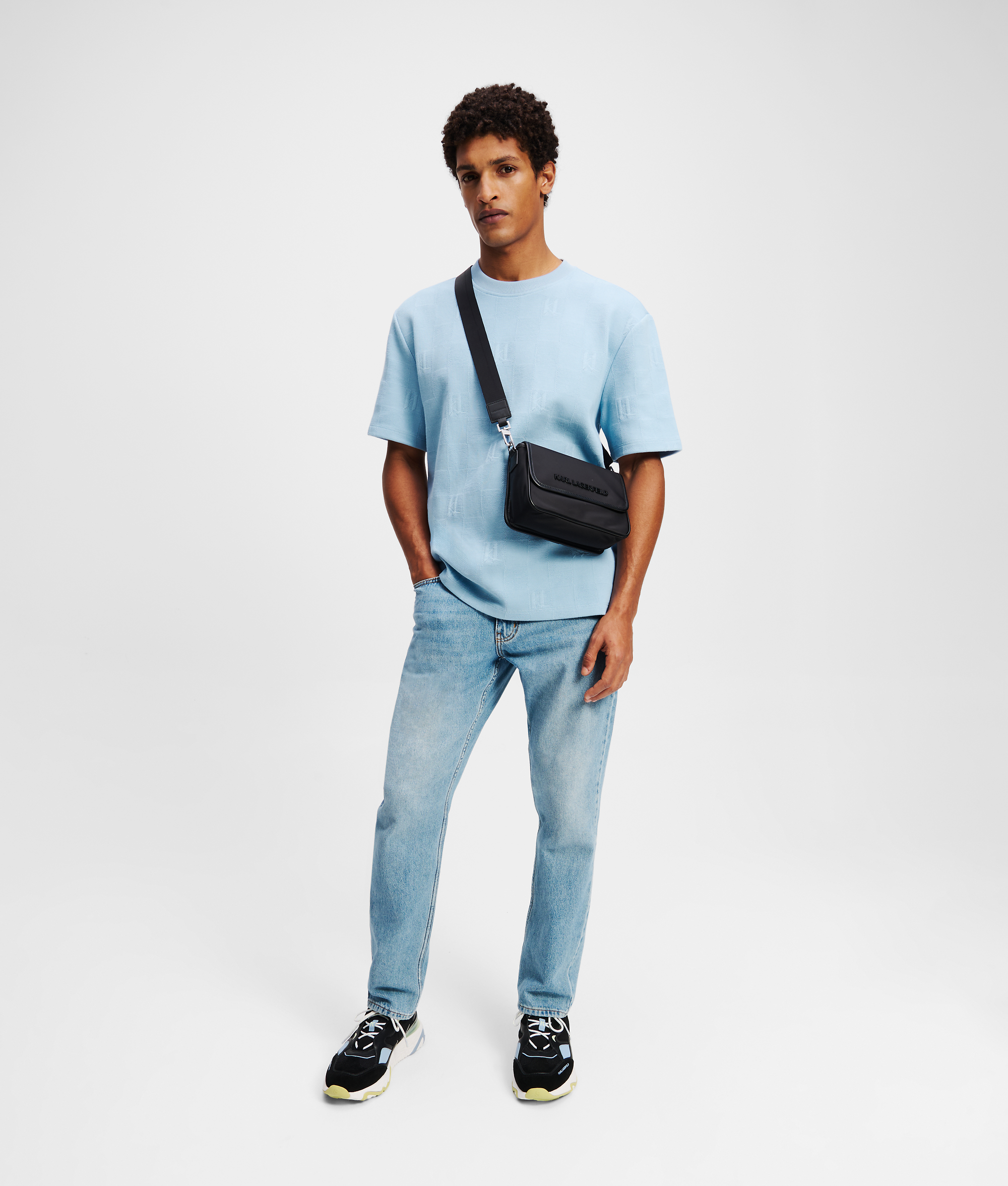 Karl Lagerfeld Monogram Checked T-shirt In Blue