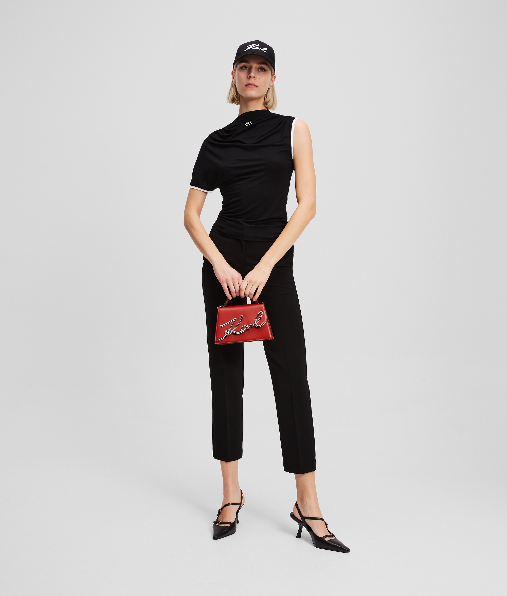 Karl Lagerfeld One-sleeve T-shirt In Black
