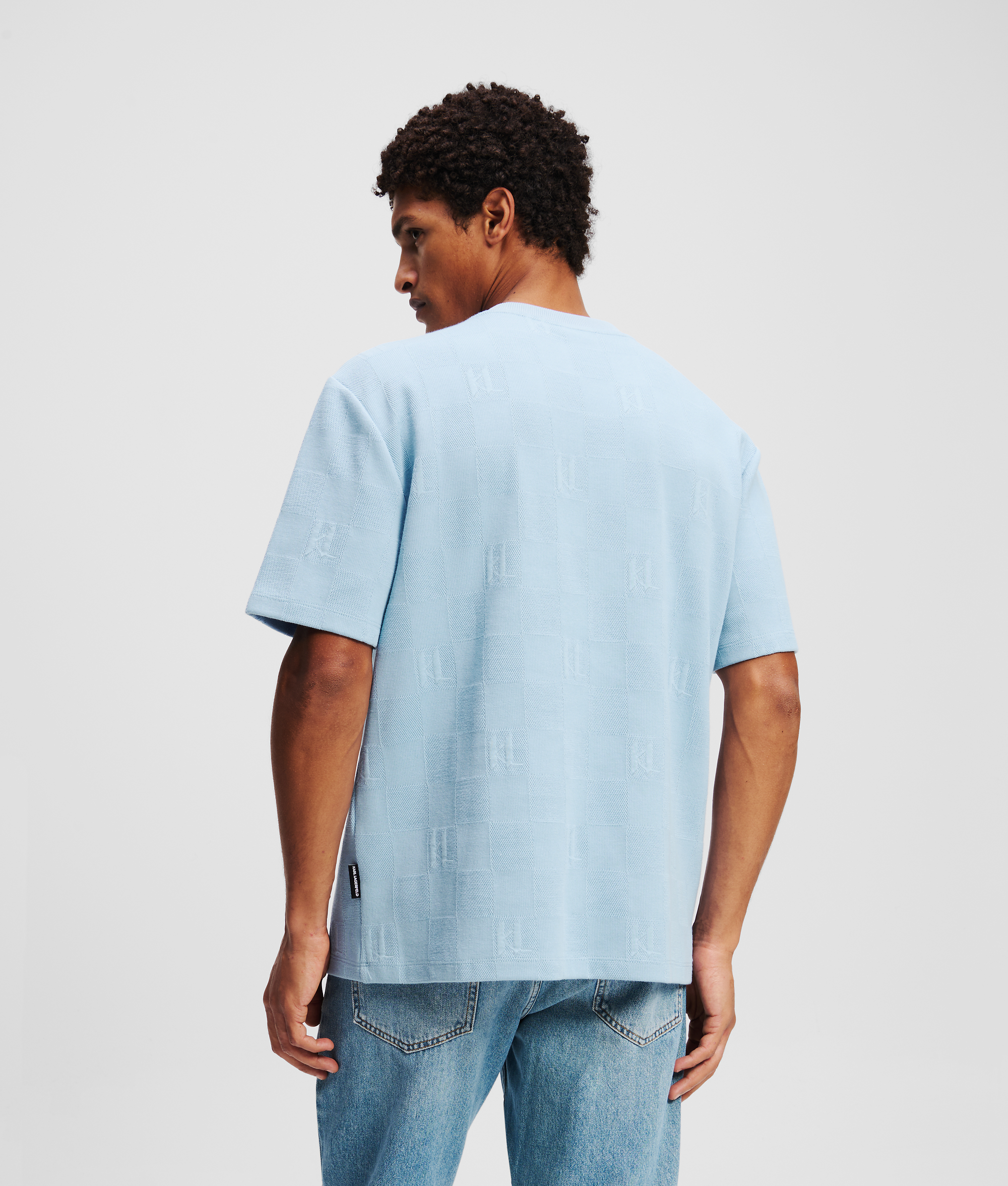 Karl Lagerfeld Monogram Checked T-shirt In Blue