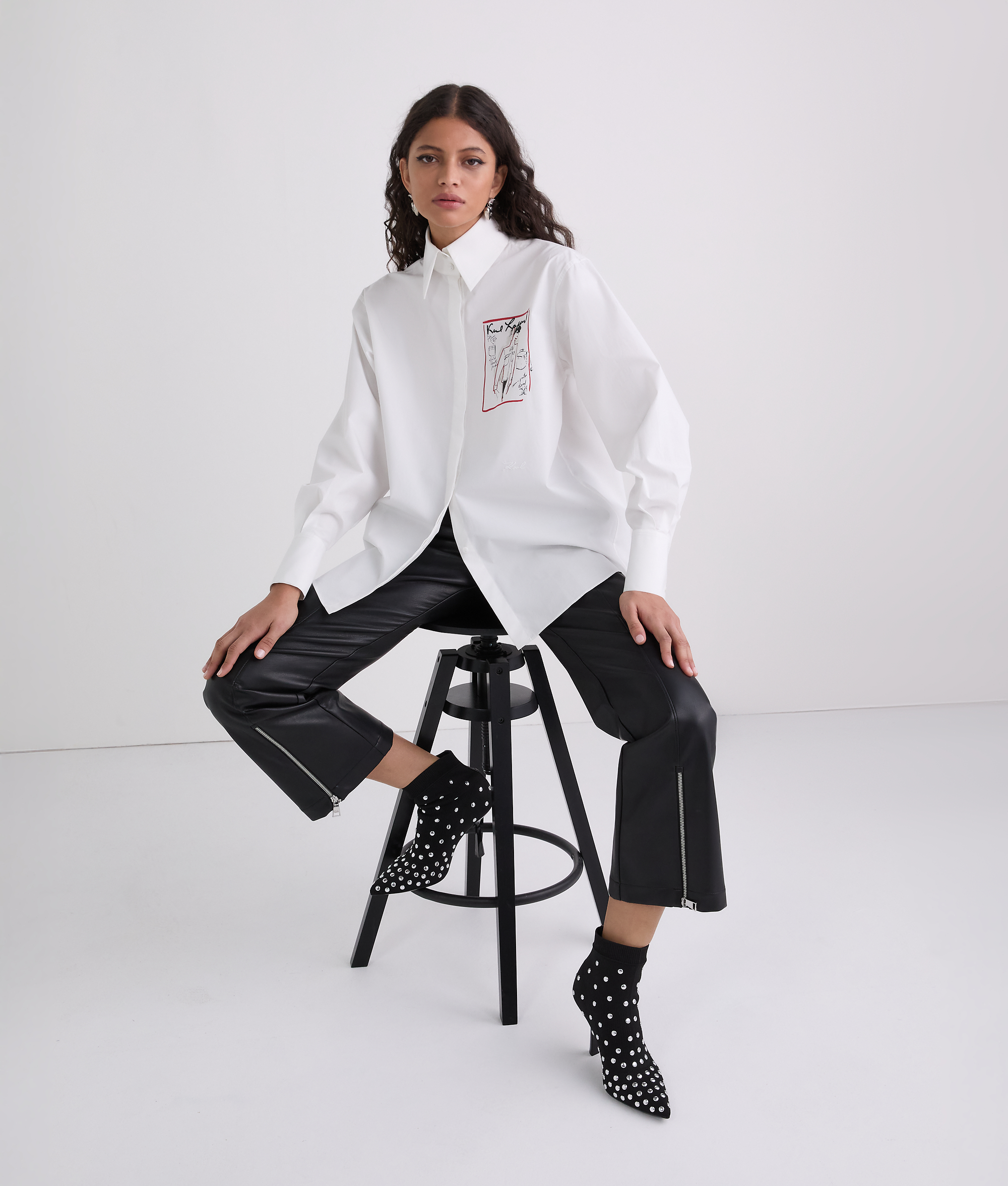 Karl Lagerfeld Karl Series Poplin Shirt In White