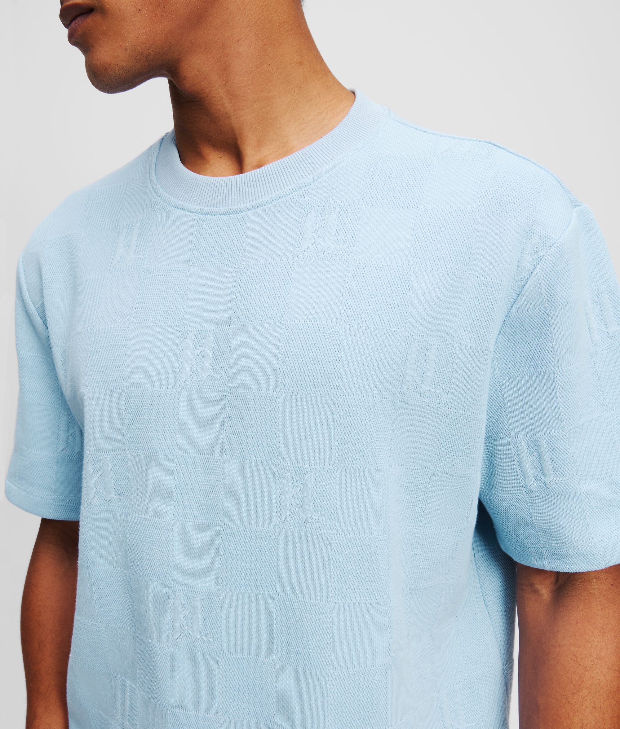 Karl Lagerfeld Monogram Checked T-shirt In Blue