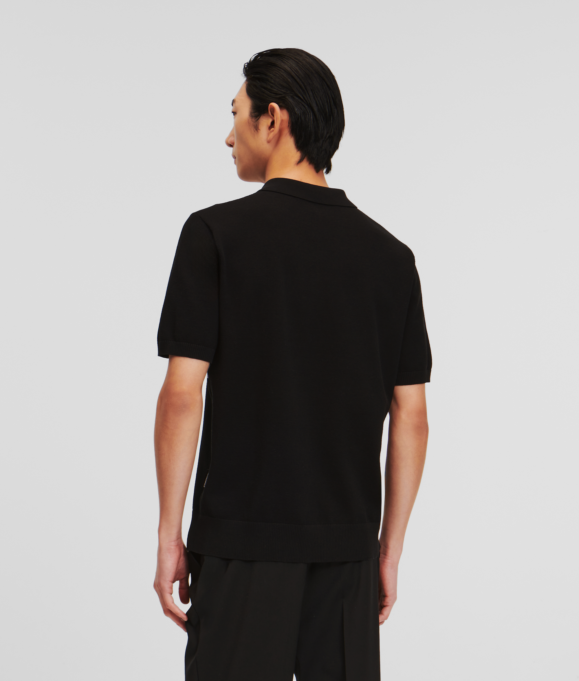 Karl Lagerfeld Color Block Short-sleeved Polo Shirt In Black