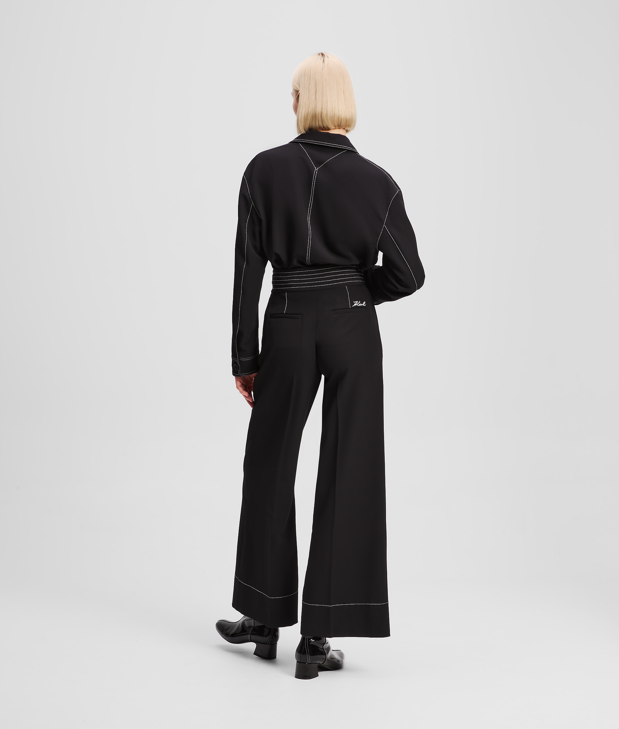 Karl Lagerfeld Contrast Stitch Pants In Black
