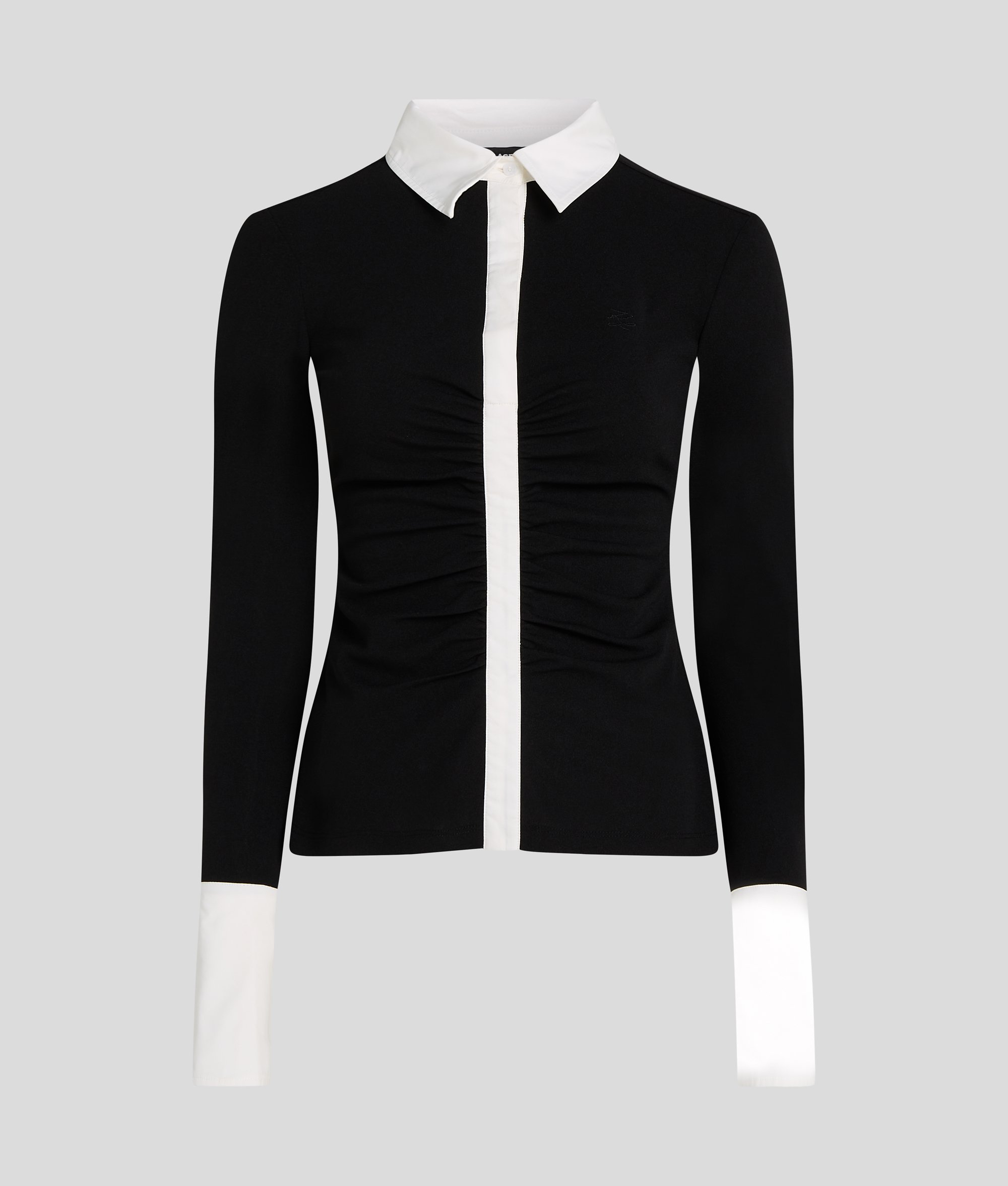 Karl Lagerfeld Karl Essential Long-sleeved Polo Shirt In Black